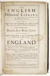 NICOLSON, WILLIAM. The English Historical Library . . . Second Edition Corrected and Augmented. 1714